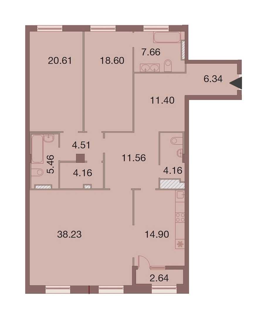 Трехкомнатная квартира в : площадь 148.91 м2 , этаж: 8 – купить в Санкт-Петербурге